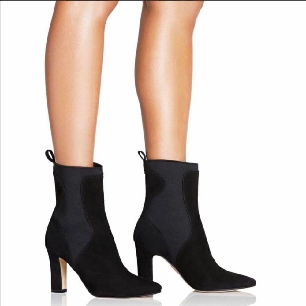 New Tamara Mellon Brim 90 Suede Stretch Booties Heels Women’s 7.5
